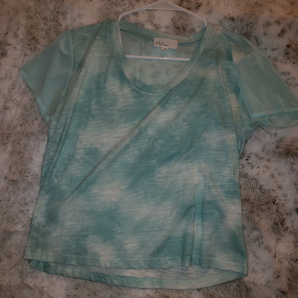 Cute sky blue and white tie dye crop top